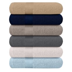 KAHAF Collection 6-Pack Bath Towels - Lightweight - Extra Absorbent - Shower towels (Multi, 27 inchesx54 inches)