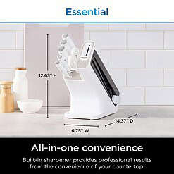 Ninja K12007WHBN NeverDull 7-Piece Prep Knife System, Essential, High Carbon Stainless Steel, Built-in Sharpener, White