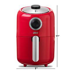 DASH Compact Air Fryer Oven Cooker with Temperature Control, Non-stick Fry Basket, 2 Quart - Red