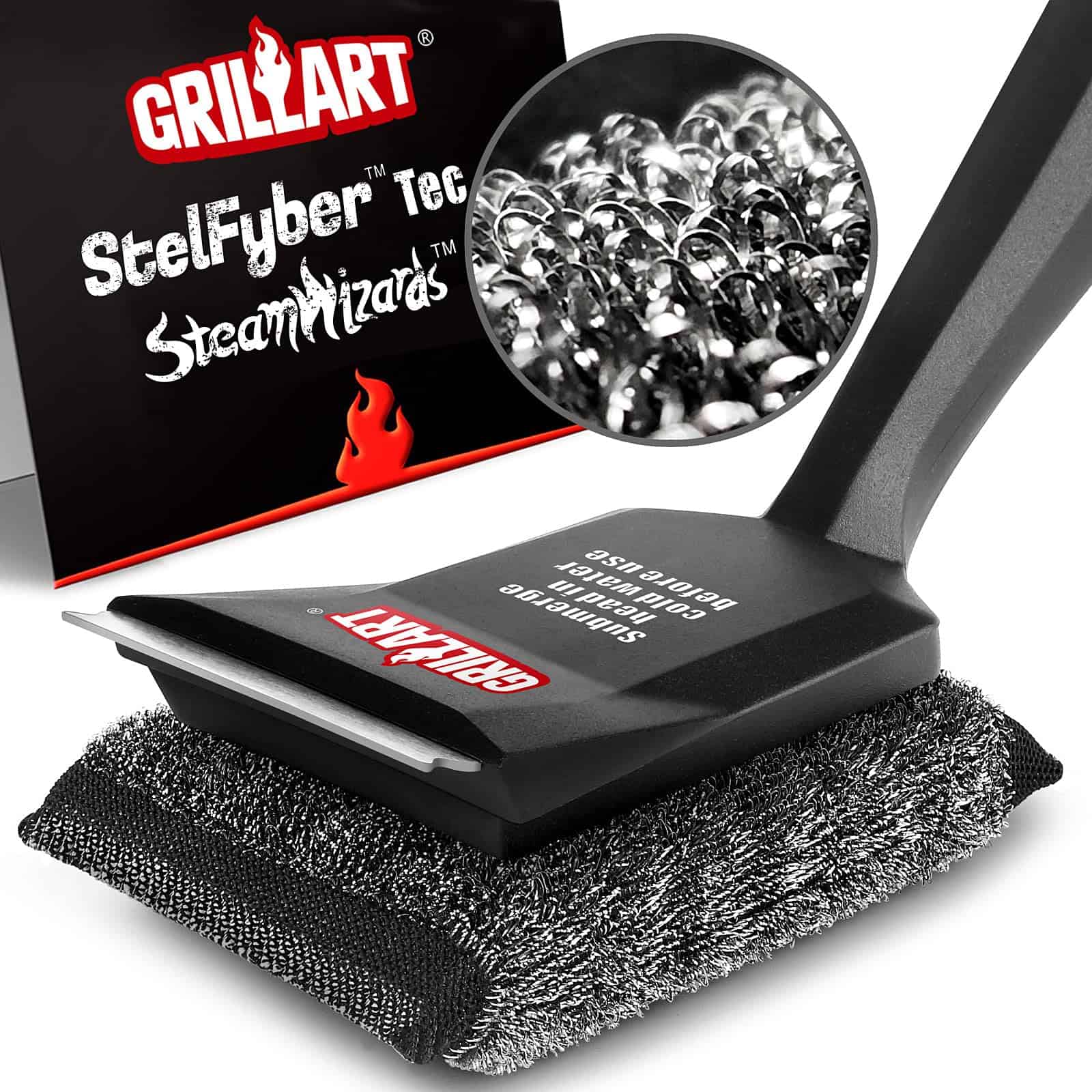 GRILLART Grill Brush Bristle Free, SteamWizards Grill Cleaner Brush with 1 Replacement Head