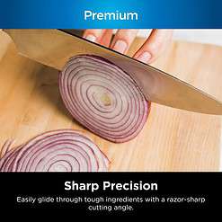Ninja K52015 Foodi NeverDull 15 Piece Premium Knife System, Wood Series Block, German Stainless Steel