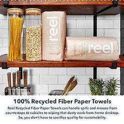 Reel Premium Recycled Paper Towels- 12 Rolls, 2-Ply Made From Tree-Free, Hypoallergenic and Zero Plastic Packaging