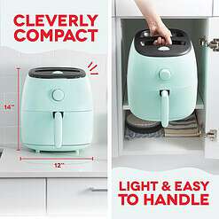 DASH Tasti-Crisp Electric Air Fryer Oven, 6 Qt. Family Size, Aqua - Auto Shut Off, Analog, 1700-Watt
