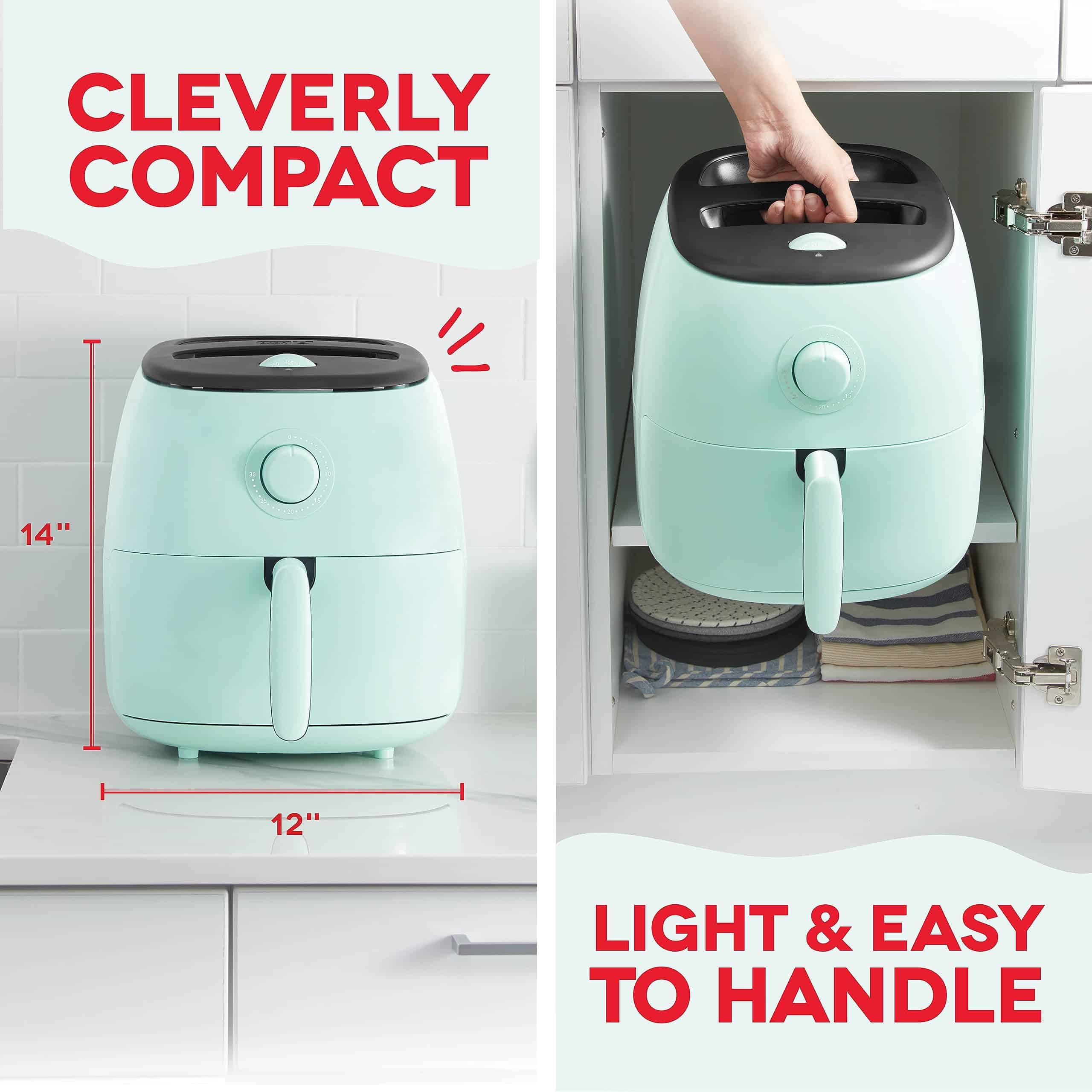 DASH Tasti-Crisp Electric Air Fryer Oven, 6 Qt. Family Size, Aqua - Auto Shut Off, Analog, 1700-Watt