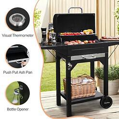 Master Cook Charcoal Grill Outdoor Barbecue 238sq Grill Small BBQ Grill with Side Table for Camping Outdoor Backyard and Patio