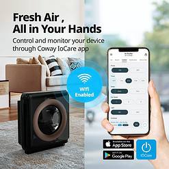 Coway Airmega AP-1512HHS App-Enabled Smart Technology, Compatible with Amazon Alexa True HEPA Air Purifier, Black/Bronze