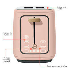 Beautiful 2 Slice Toaster with Touch-Activated Display, Rose by Drew Barrymore