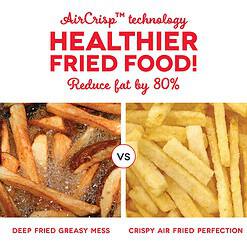 DASH Compact Air Fryer Oven Cooker with Temperature Control, Non-stick Fry Basket, 2 Quart - Red