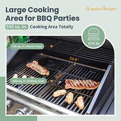 Captiva Designs 4-Burner Propane Gas BBQ Grill with Side Burner & Porcelain-Enameled Cast Iron Grates