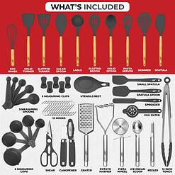 Kaluns 50 PCS Silicone Kitchen Utensils Set Complete Kitchen Set, Gray
