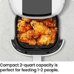 CHEFMAN 2 Qt Mini Air Fryer – Digital Space-Saving Compact Air Fryer with Nonstick and Dishwasher Safe Basket, White