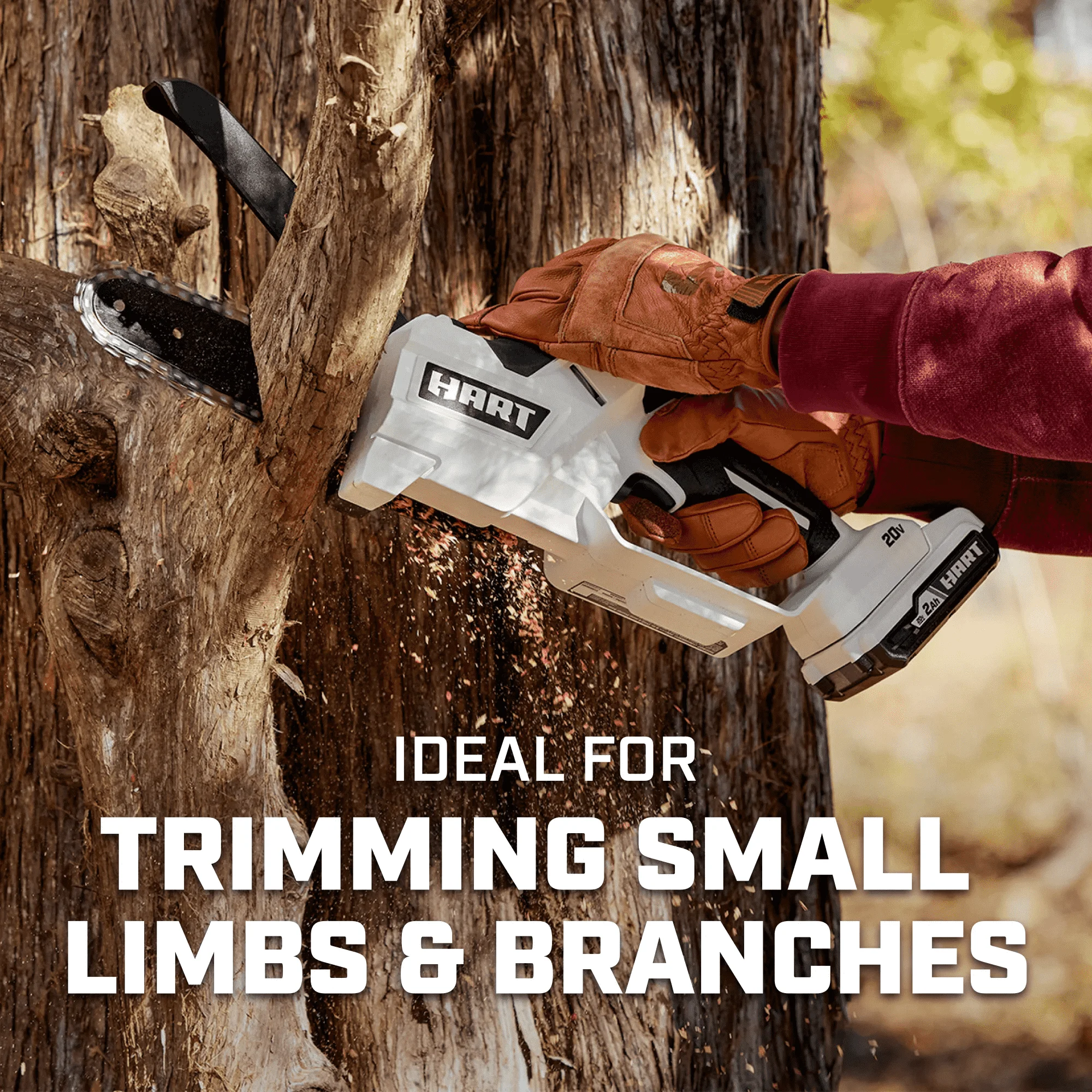 HART 20 Volt 6-inch Battery-Powered Pruning Chainsaw Kit, (1) 2.0Ah Lithium-Ion Battery