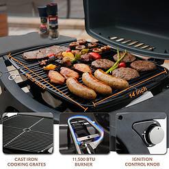 MASTER COOK Propane Gas Grill, Portable Tabletop Barbecue Grill with Cart for Patio, Camping, Travel