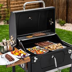Royal Gourmet CD1824M 24-Inch Charcoal Grill, BBQ Smoker with Handle and Folding Table, Black, Medium