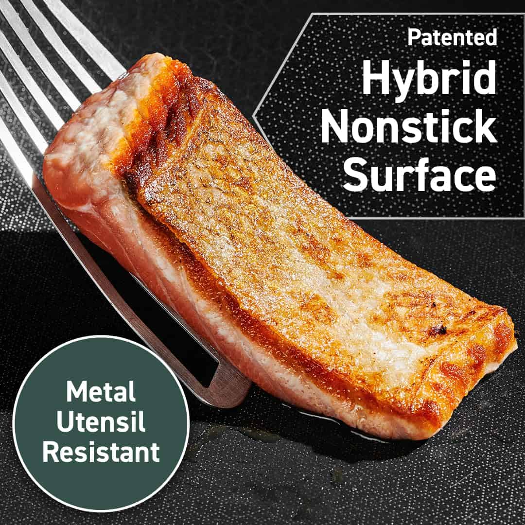 HexClad Hybrid Nonstick 4.5 Qt Deep Sauté Pan and Lid, Dishwasher and Oven-Safe, Induction Ready, Compatible with All Cooktops