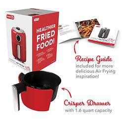 DASH Compact Air Fryer Oven Cooker with Temperature Control, Non-stick Fry Basket, 2 Quart - Red