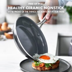 GreenPan Swift Healthy Ceramic Nonstick, 12 Piece Cookware Pots and Pans Set, Black