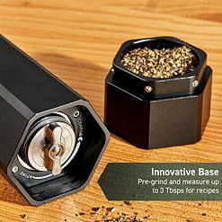 HexClad Salt and Pepper Mill Set with Adjustable Professional Grinders and No-Mess Caps