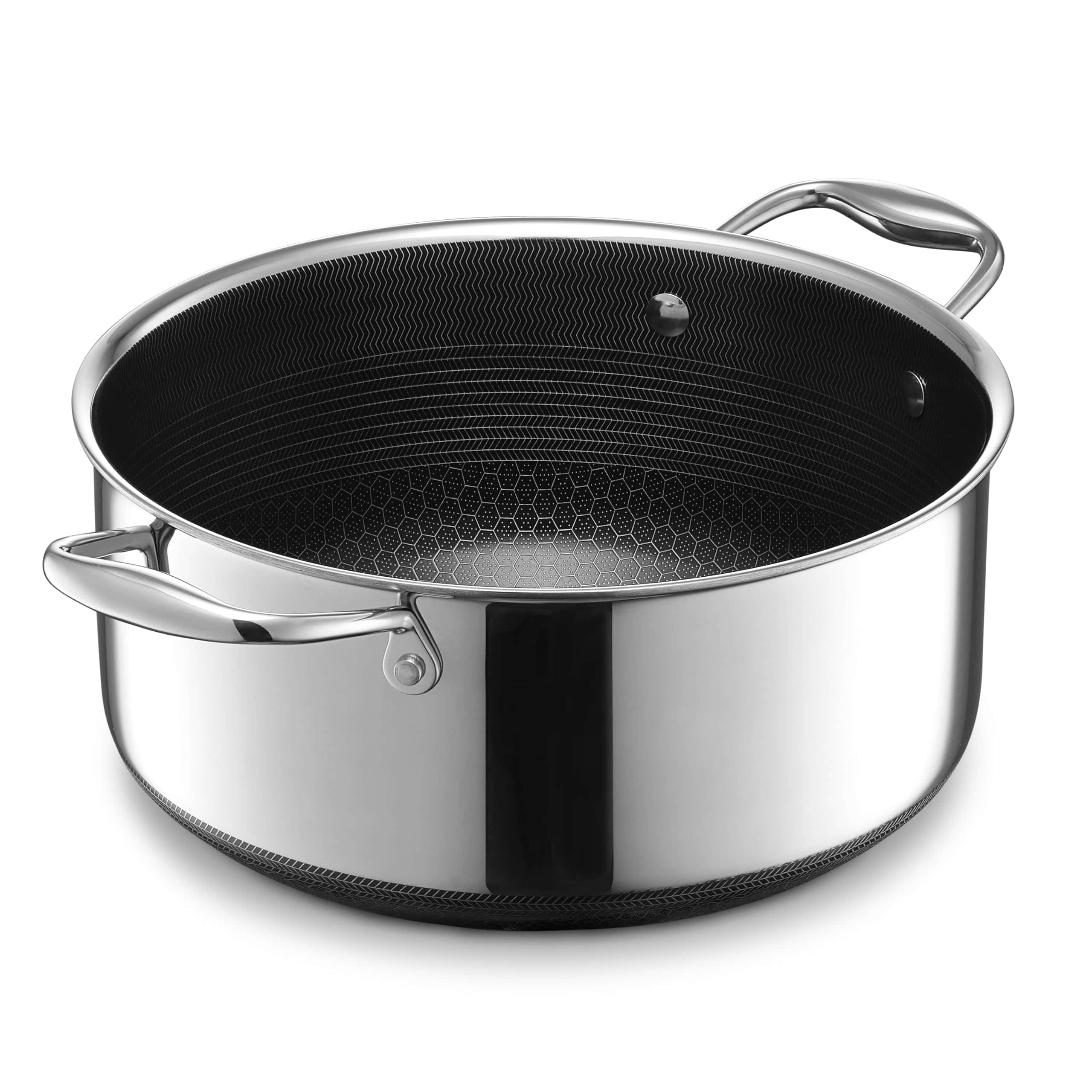 HexClad Hybrid Nonstick Dutch Oven, 5-Quart, Stainless Steel Lid, Dishwasher-Friendly and Oven-Safe Up to 900°F