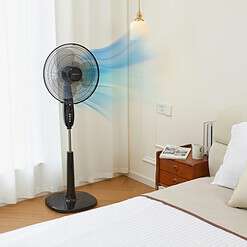 Amazon Basics 16-Inch 3-Speed Pedestal Floor Fan, Standing Fan for Home, Black
