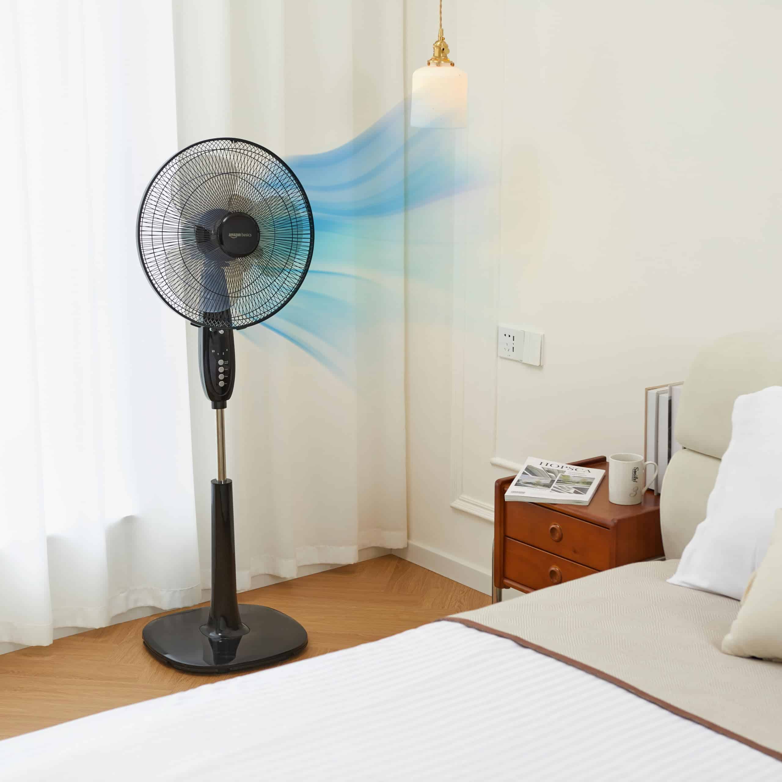 Amazon Basics 16-Inch 3-Speed Pedestal Floor Fan, Standing Fan for Home, Black
