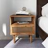COZAYH Rustic Farmhouse Woven Fronts Nightstand, Spacious Storage End Table