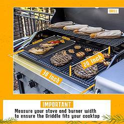 Cast Iron Reversible Grill/Griddle Set with Press, Scraper & Mitts - Pre-Seasoned, Non-Stick - 16.75" x 9.5"