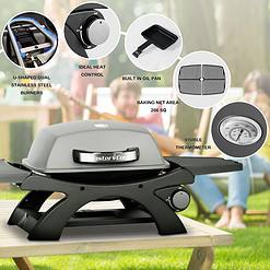 MASTER COOK Tabletop Gas Grill, 11500 BTU Portable Propane Grill Outdoor with Removable Side Shelves for BBQ Camping Patio Backyard