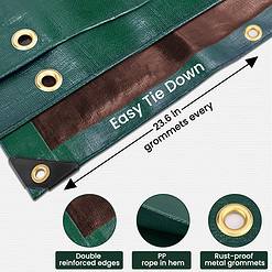 Winpull Tarp 12x20 Feet 16 Mil Heavy Duty Waterproof Tarp, Multipurpose Large Tarp Cover with Brass Grommets and Reinforced Edges