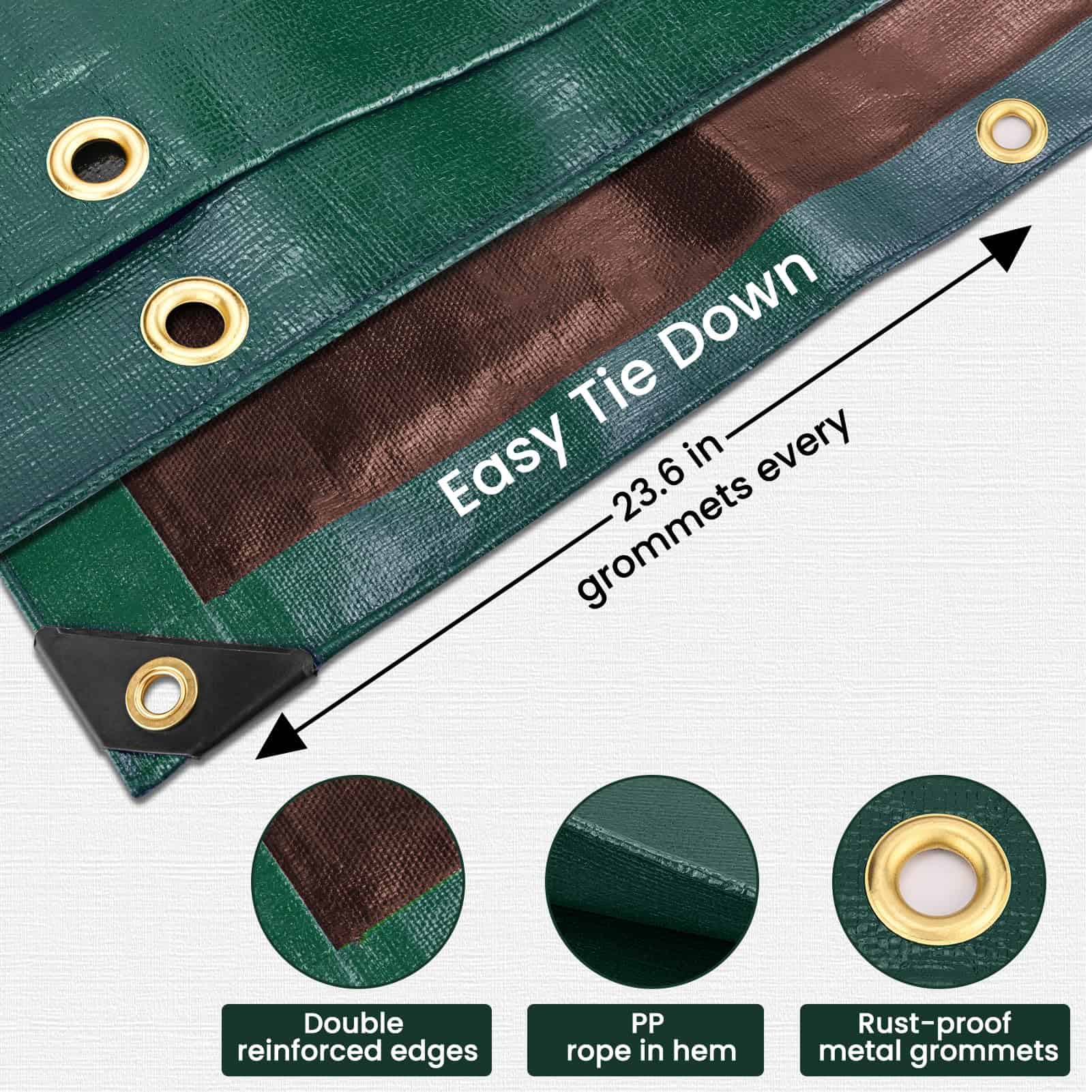 Winpull Tarp 12x20 Feet 16 Mil Heavy Duty Waterproof Tarp, Multipurpose Large Tarp Cover with Brass Grommets and Reinforced Edges