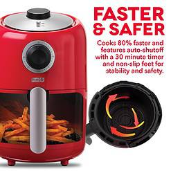 DASH Compact Air Fryer Oven Cooker with Temperature Control, Non-stick Fry Basket, 2 Quart - Red