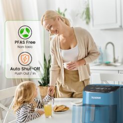 Nuwave Brio Plus Air Fryer 8 Qt, New & Improved, PFAS-FREE, 7 Digital One-Touch Cook Functions, Cozy Blue