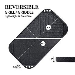 SENSARTE Nonstick Griddle Grill Pan, Pro-Grid Reversible Grill & Griddle Pan, Two Burner Cast Aluminum Griddle, 19.5