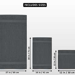 Utopia Towels 8-Piece Premium Towel Set, 2 Bath Towels, 2 Hand Towels, and 4 Wash Cloths (Grey)