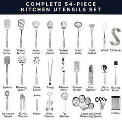Home Hero Stainless Steel Kitchen Utensils Set - Nonstick Stainless Steel Cooking Utensils Set (54 Pcs)
