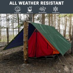 Kesfitt Tarp Heavy Duty Waterproof 12x16FT,16 Mil Thick Tarps Tear&Fade Resistant, UV Resistant, Poly Tarp Cover (Green/Blue)