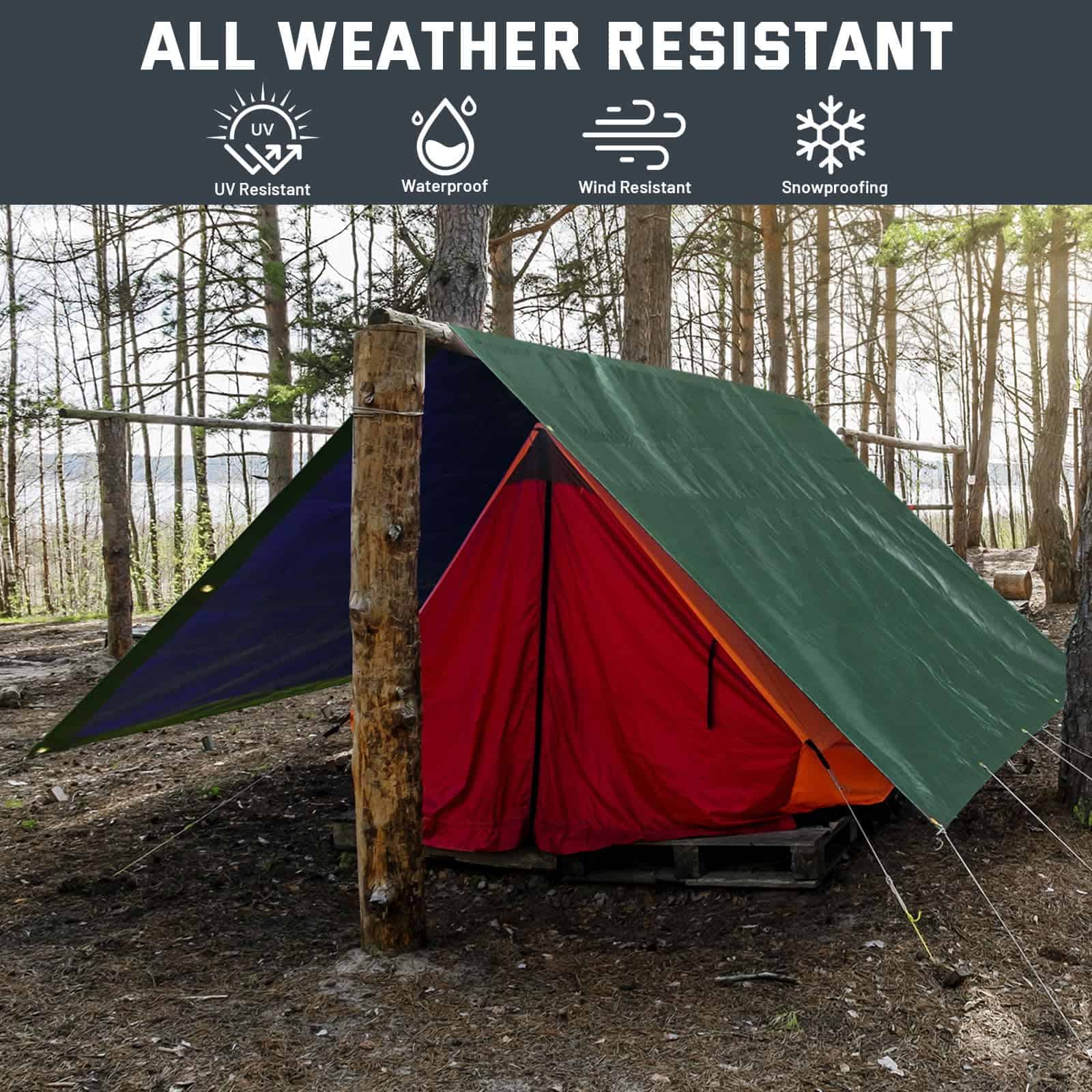 Kesfitt Tarp Heavy Duty Waterproof 12x16FT,16 Mil Thick Tarps Tear&Fade Resistant, UV Resistant, Poly Tarp Cover (Green/Blue)