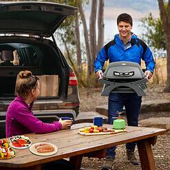 MASTER COOK Gas Grill, BBQ Propane Gas Grill with Side Tables Grill Cart, Portable Tabletop Gas Grill