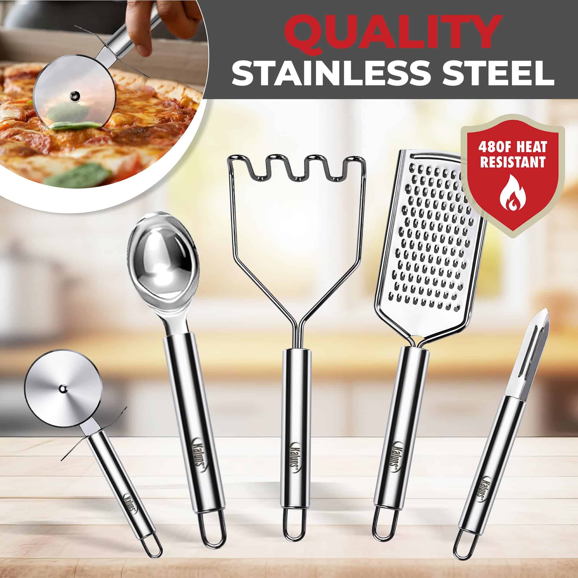 Kaluns 50 PCS Silicone Kitchen Utensils Set Complete Kitchen Set, Gray
