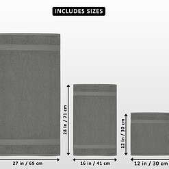 Utopia Towels 8-Piece Premium Towel Set, 2 Bath Towels, 2 Hand Towels, and 4 Wash Clothsm, Cool Grey