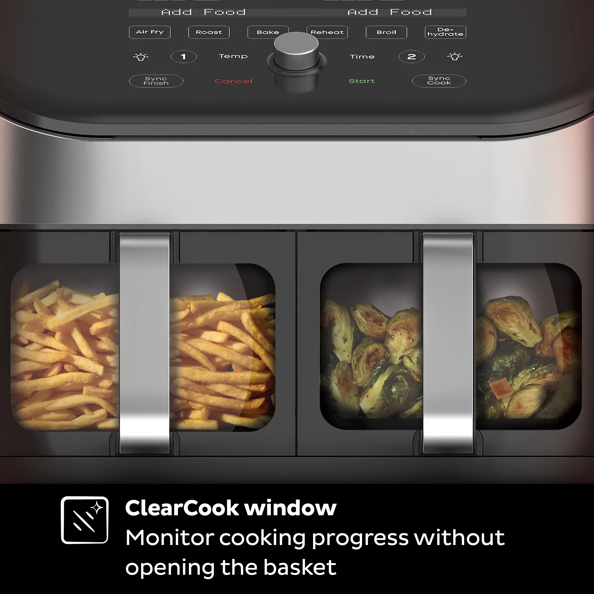 Instant Pot Vortex Plus XL 8-Quart Air Fryer, Stainless Steel - Dual Baskets, Clear Cooking Windows