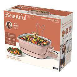 Beautiful 5 in 1 Electric Skillet - Expandable up to 7 Qt with Glass Lid, Rose by Drew Barrymore
