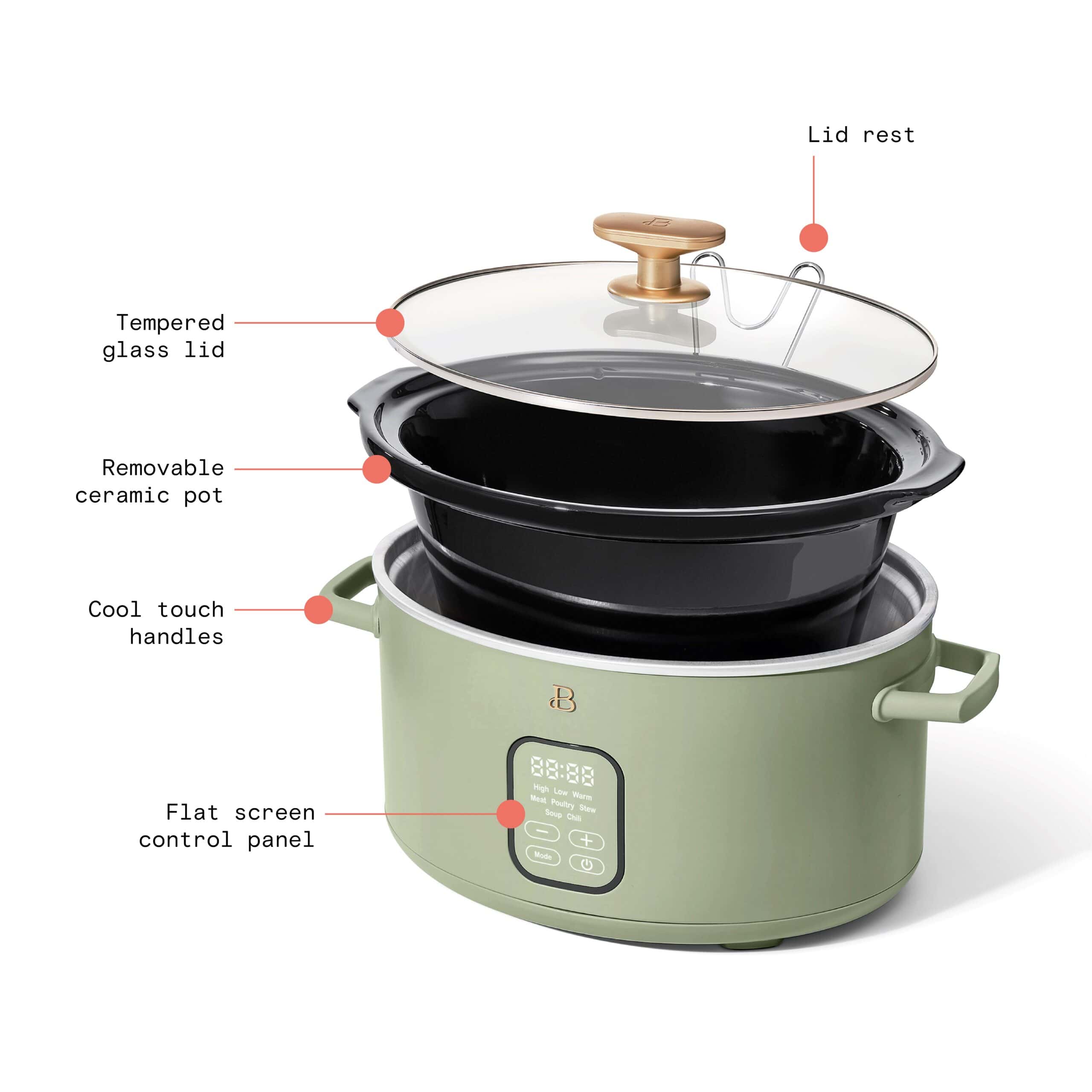 Beautiful 6 Qt Programmable Slow Cooker, Sage Green by Drew Barrymore
