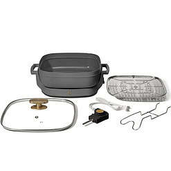 Beautiful 5 in 1 Electric Skillet - Expandable up to 7 Qt with Glass Lid, Oyster Gray by Drew Barrymore