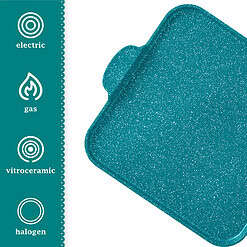 The Pioneer Woman Prairie Signature 14-Piece Cast Aluminum Cookware Set, Teal Speckle
