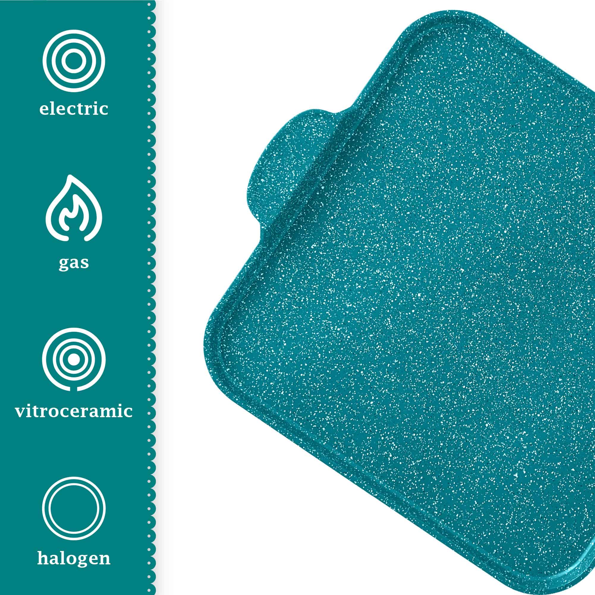 The Pioneer Woman Prairie Signature 14-Piece Cast Aluminum Cookware Set, Teal Speckle