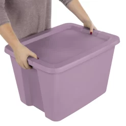 Sterilite 18 Gallon Tote Box Plastic Adult, Lilac Bloom, Set of 8
