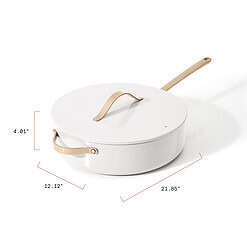Beautiful 5.5 Quart Ceramic Non-Stick Sauté Pan, White Icing by Drew Barrymore