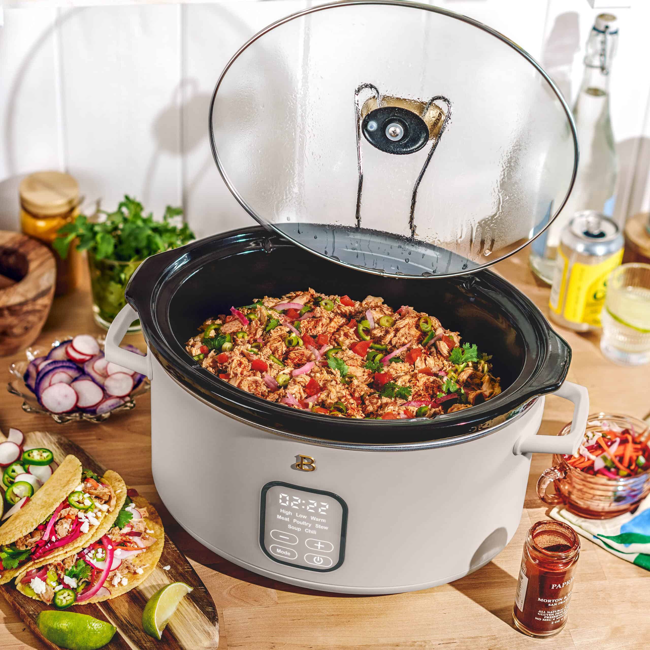 Beautiful 6 Qt Programmable Slow Cooker, Porcini Taupe by Drew Barrymore