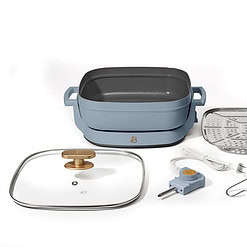 Beautiful 5 in 1 Electric Skillet - Expandable up to 7 Qt with Glass Lid, Cornflower Blue by Drew Barrymore